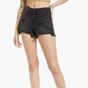 BP Black Ripped High Waist Women's Denim Mom Shorts Size 28